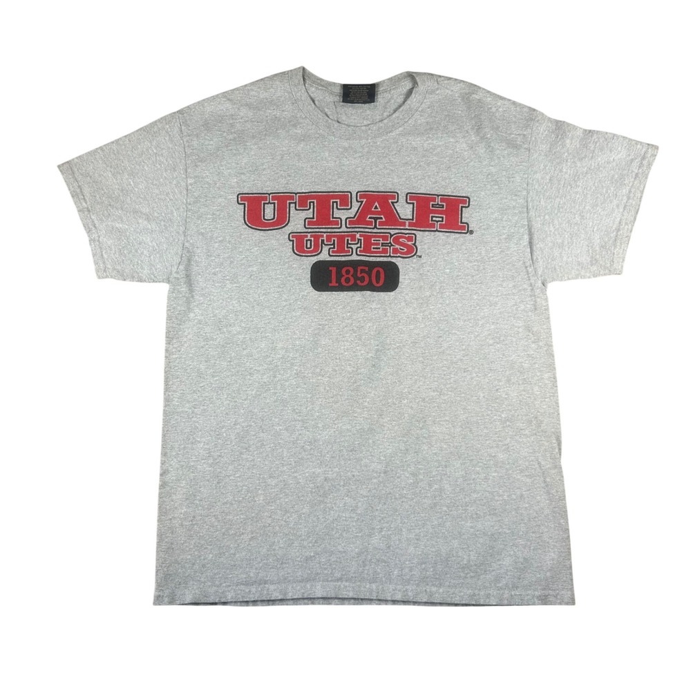 Vintage MV Sport Mens University of Utah Utes Tee Gray Large NCAA 1850 Graphic